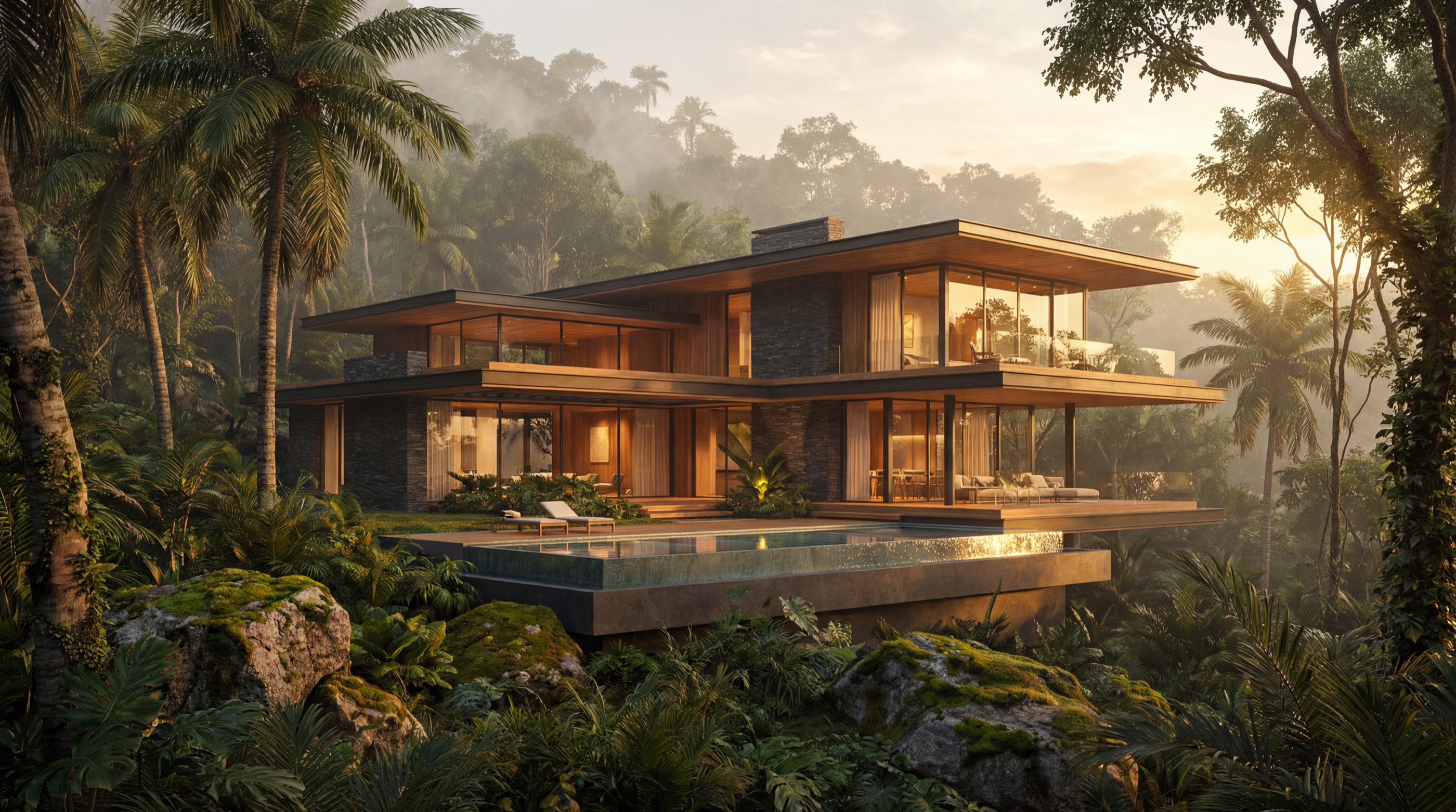 Concepto de residencia privada integrada en la selva amazónica