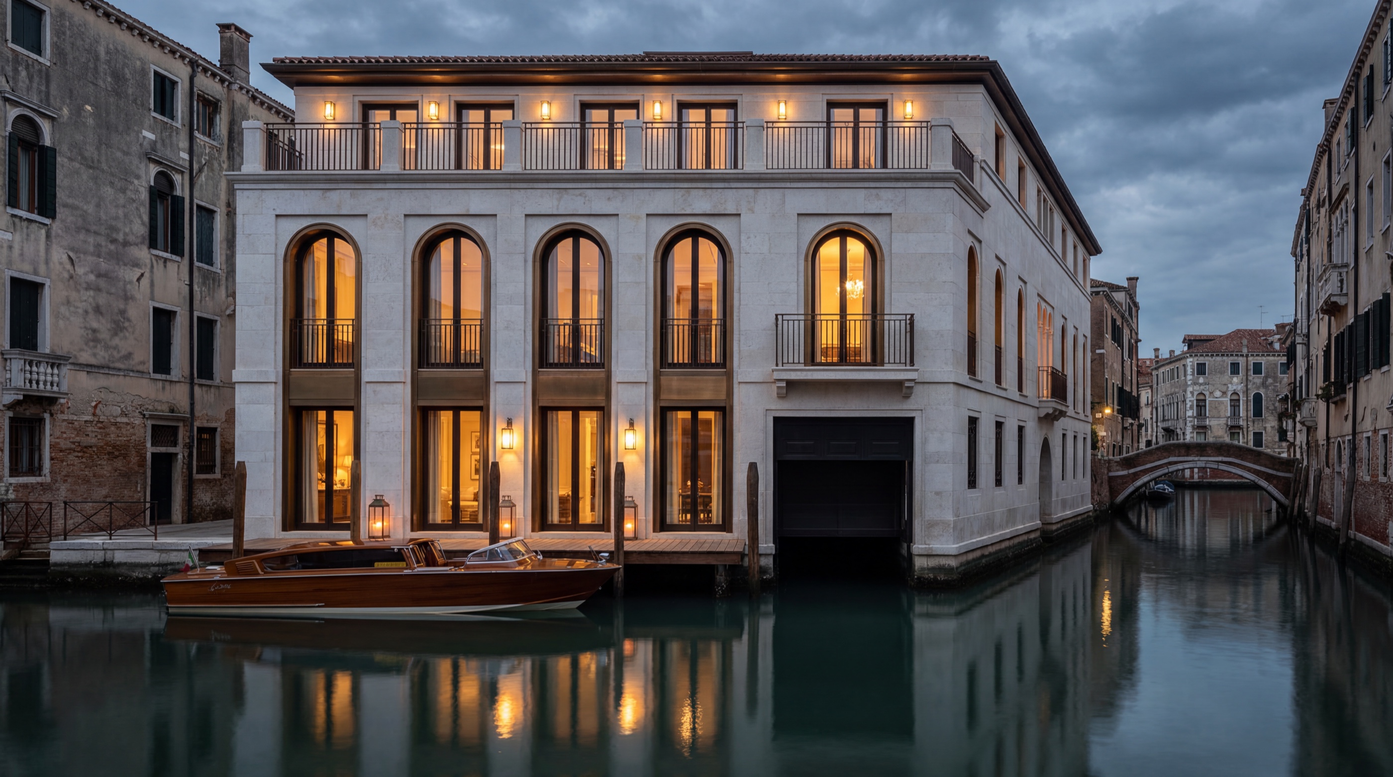 Concepto de palazzo privado sobre un canal de Venecia